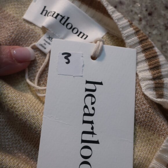 NWT Womens Heartloom Ivory Yellow Light Brown V-Neck Lilah Cardigan Sweater XS - Picture 10 of 10